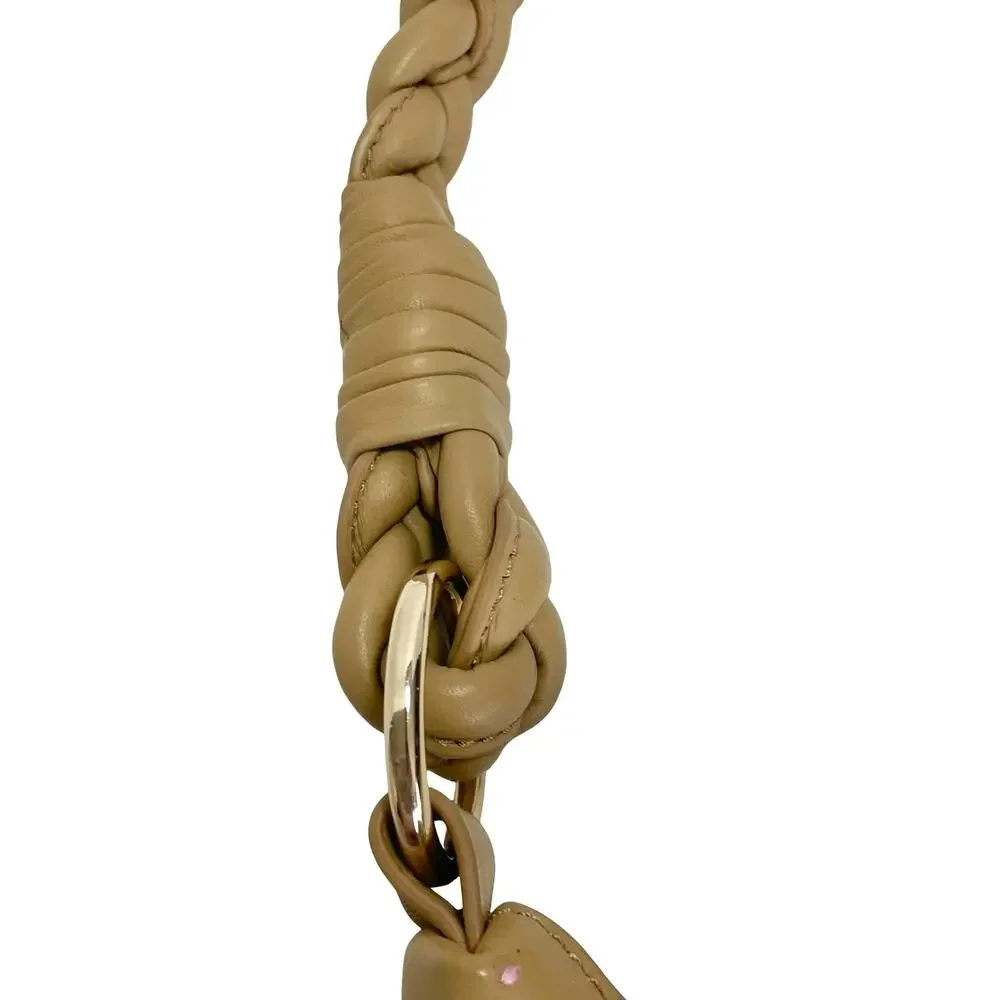 Coldwater Creek Wandering Thyme Leather Hobo Bag Tan Embroidery Braided Strap